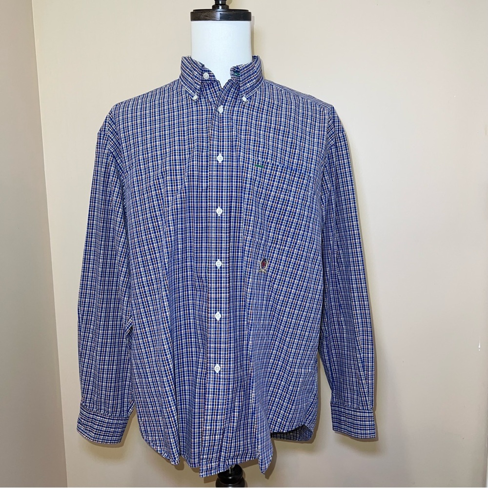 Tommy Hilfiger Men's Long Sleeve Button Up Multicolor Blue Plaid Shirt. Size L